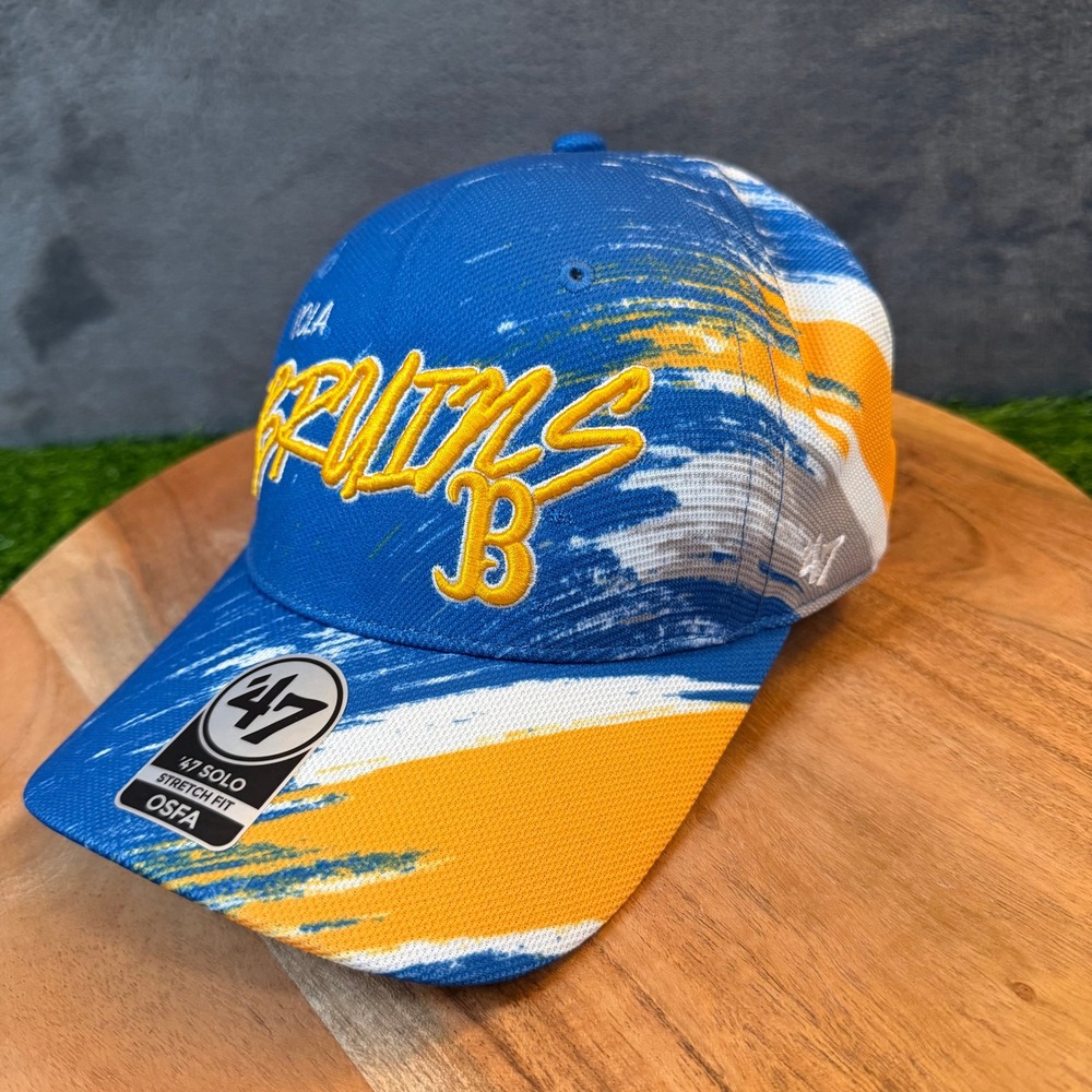'47 UCLA Bruins Baseball Cap Mens One Size Blue Yellow‎ Stretch Fit Hat NWT